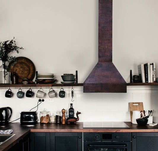 Campana extractora de cobre de montaje en pared contemporánea