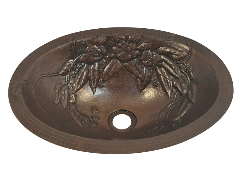 Innova Copper Oval Bath Sink Squares Design