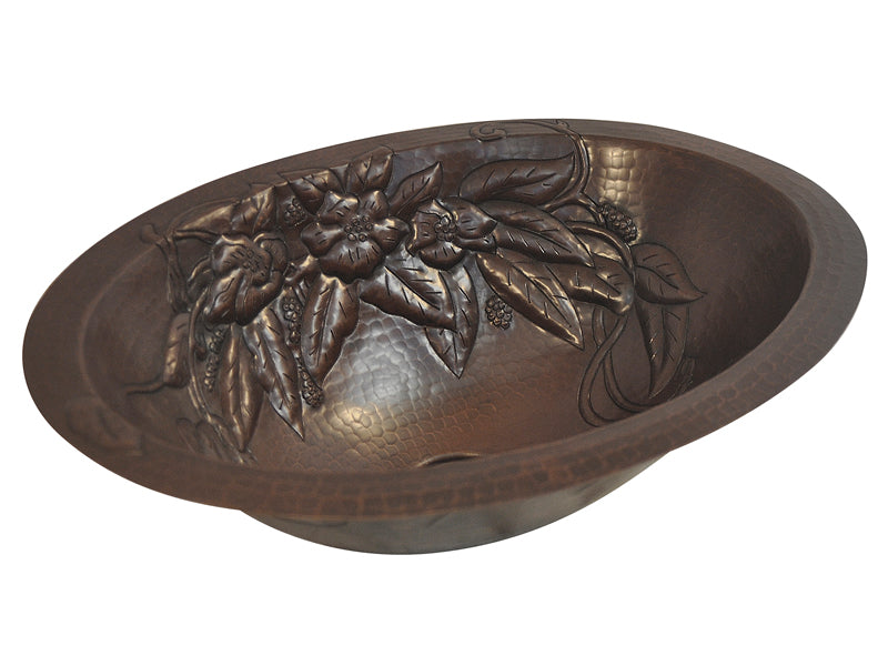 Innova Copper Oval Bath Sink Squares Design