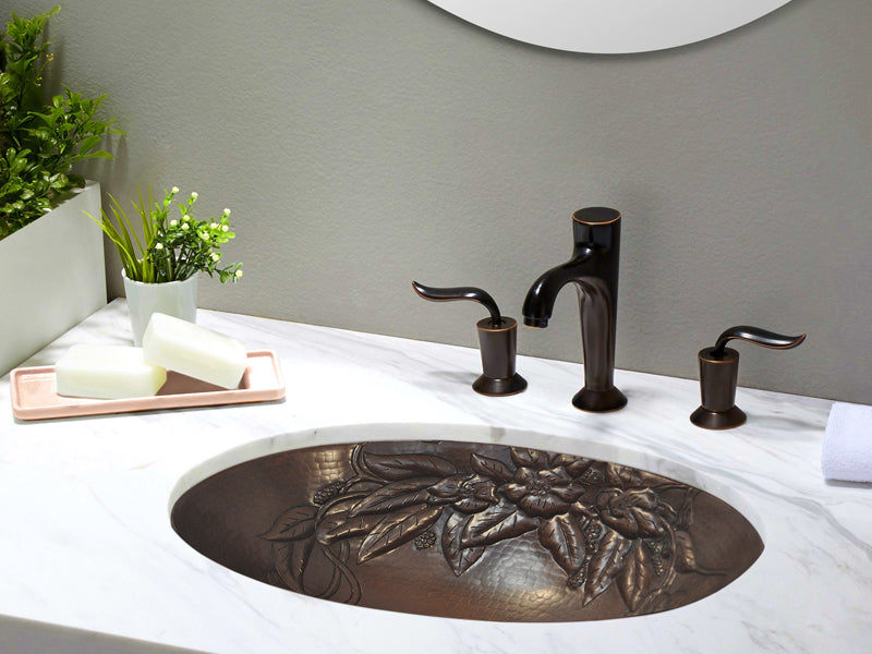 Innova Copper Oval Bath Sink Squares Design