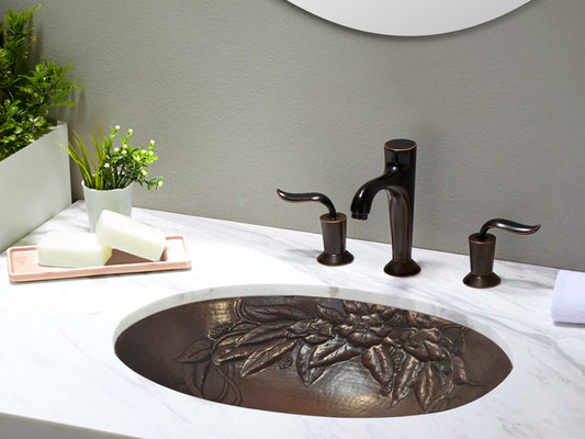 Innova Copper Oval Bath Sink Squares Design