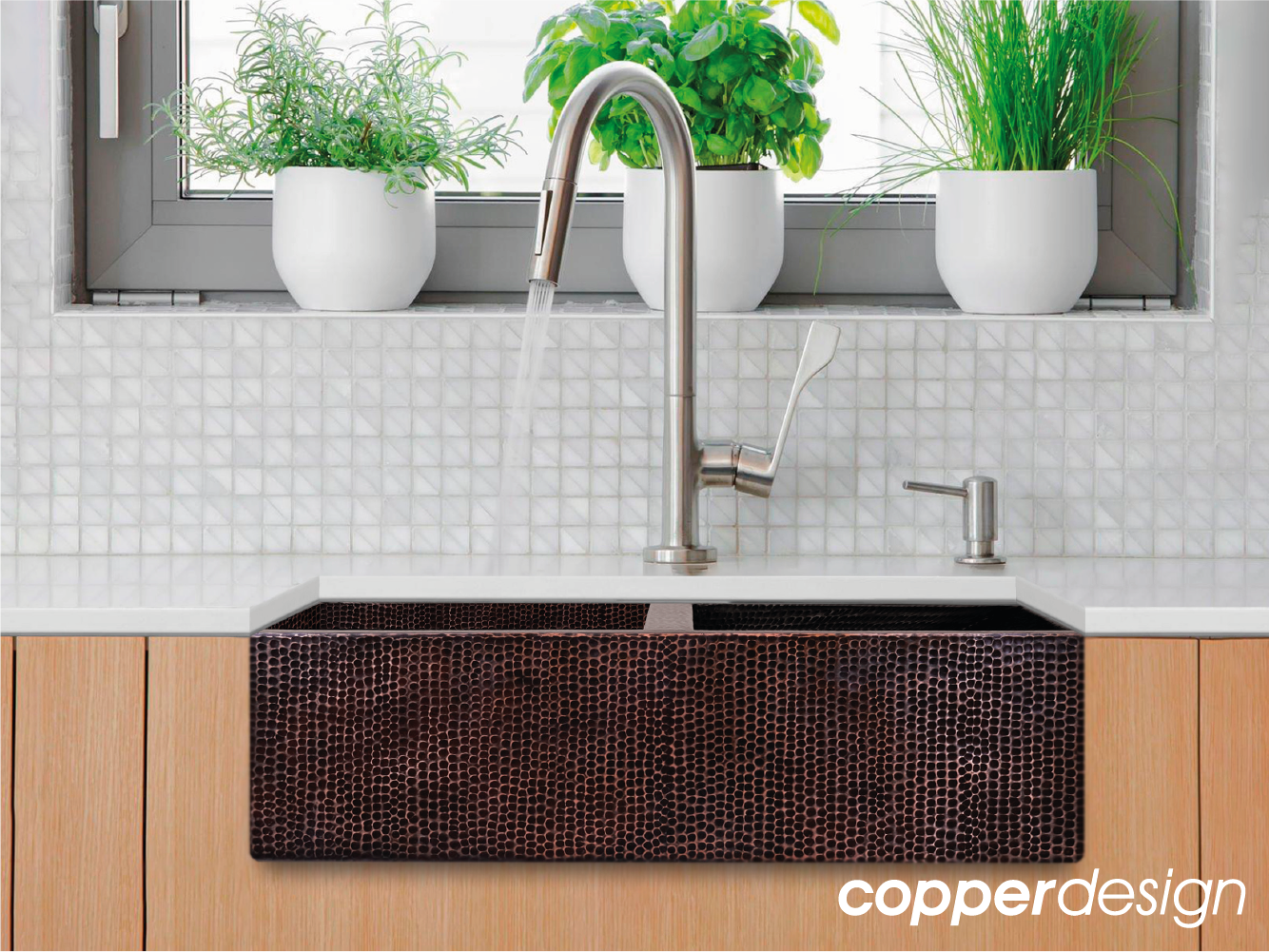 Copper Farmhouse Kitchen Sink 50/50