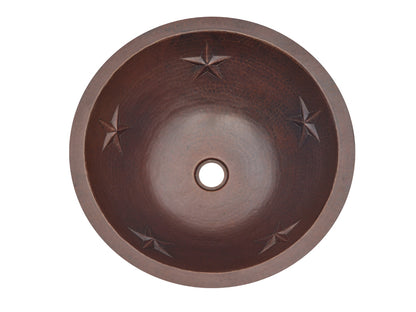 Copper Round Sink Star Design