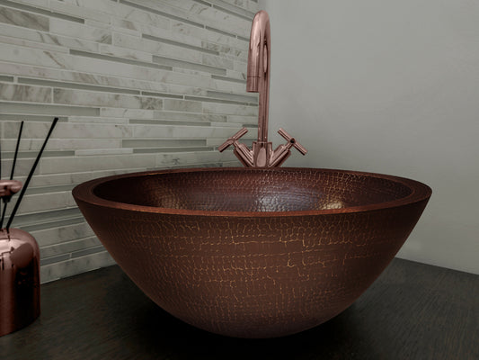 Copper Round Vessel Sink Double Wall