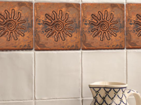 Pack of Copper Tiles Infinity Sun Design