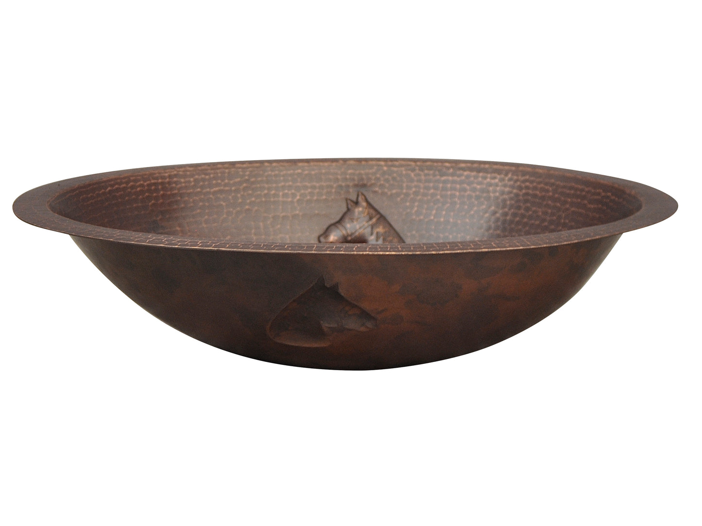 Innova Copper Oval Bath Sink Horses Design
