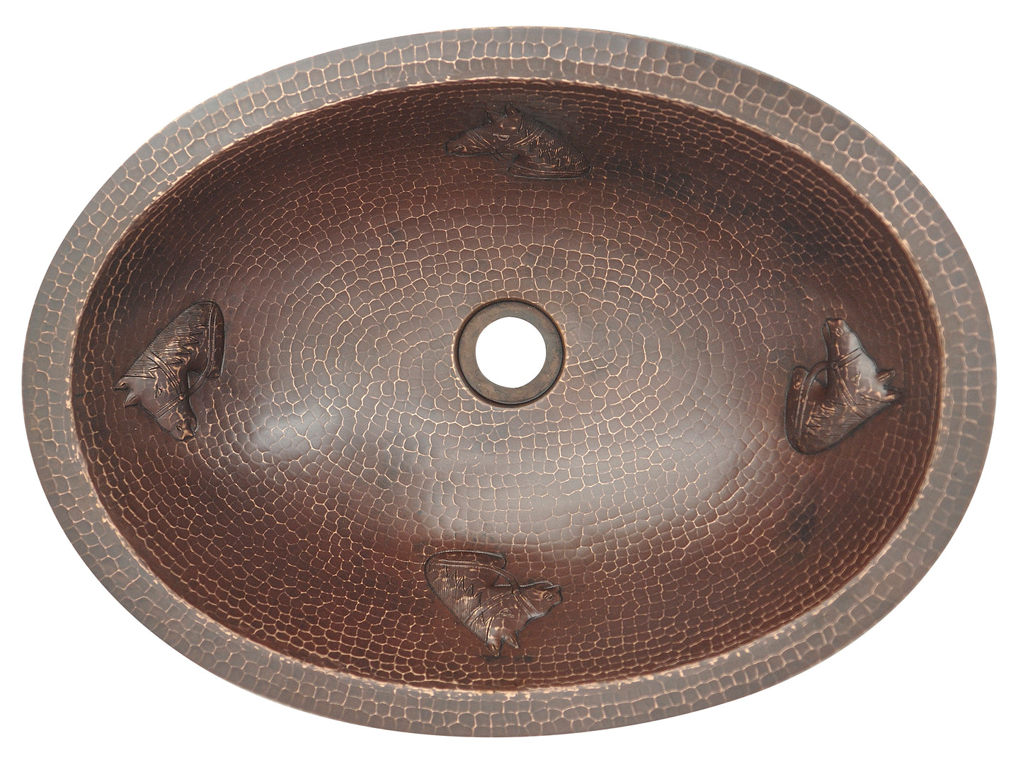 Innova Copper Oval Bath Sink Horses Design
