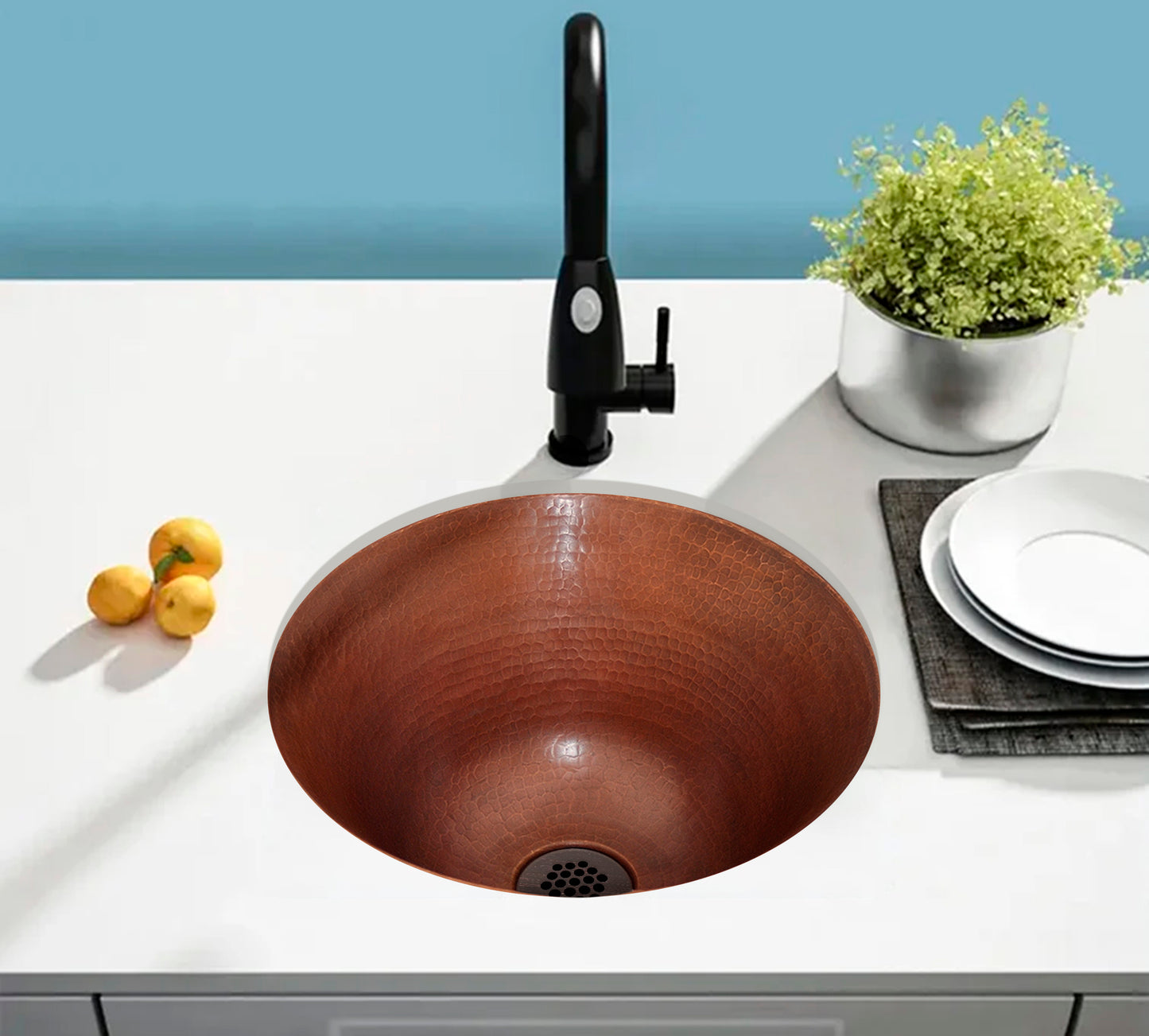 Fregadero de barra redonda de cobre 