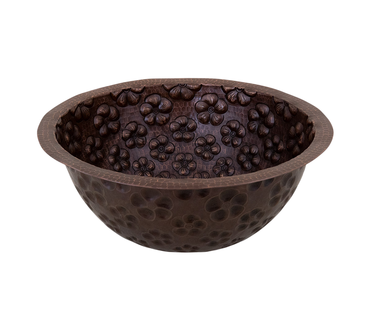 Lavabo de baño redondo de cobre liso de alto brillo 