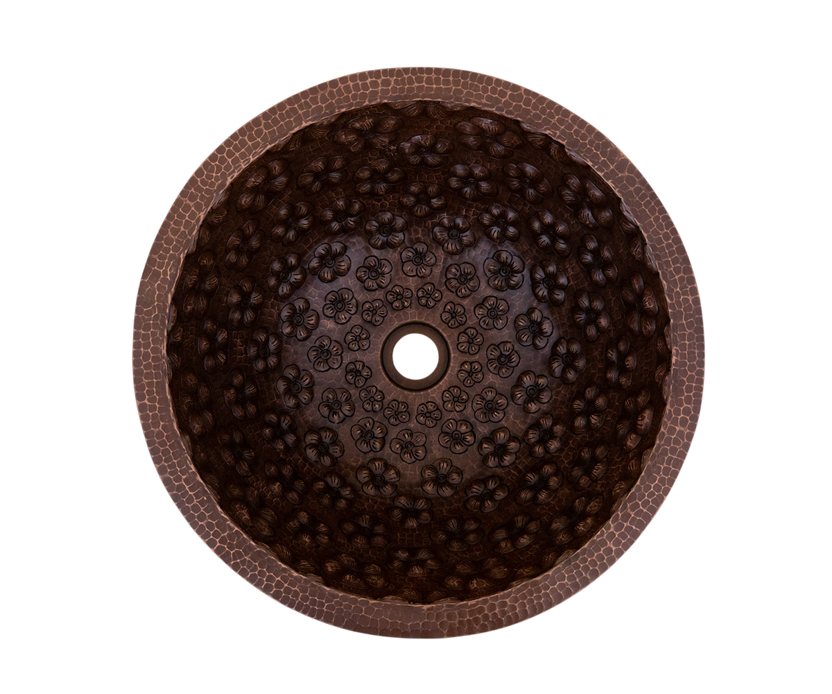 Lavabo de baño redondo de cobre liso de alto brillo 