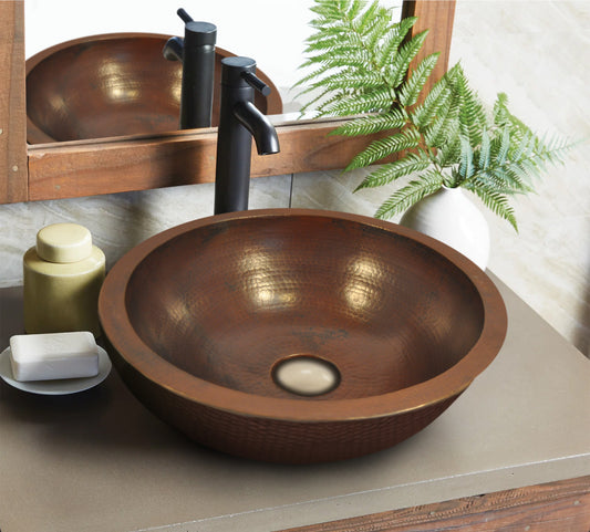 Fregadero redondo de cobre de doble pared 