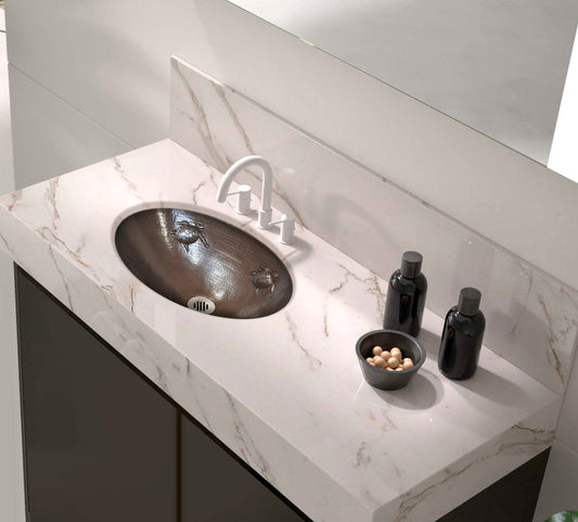 Diseño de tortugas de lavabo de baño ovalado de cobre 