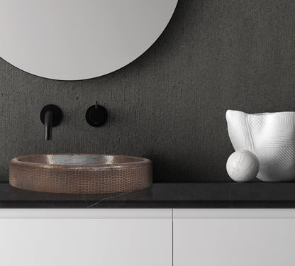 Lavabo de baño especial ovalado de cobre con delantal 