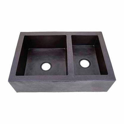 Fregadero de cocina estilo granja de cobre 50/50 