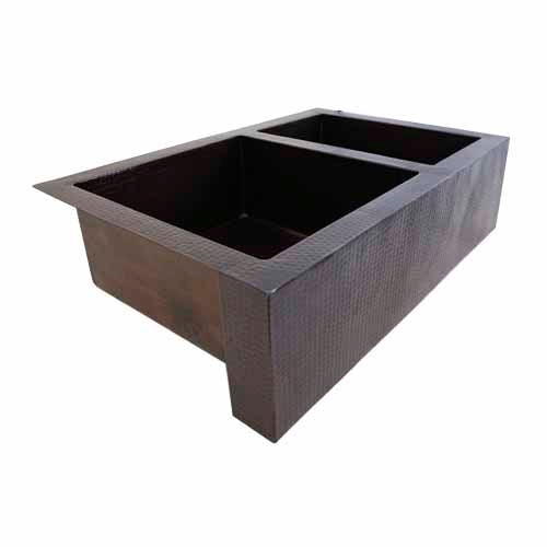 Fregadero de cocina estilo granja de cobre 50/50 