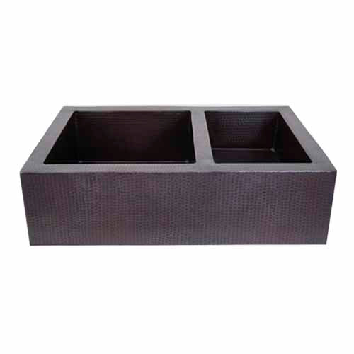 Fregadero de cocina estilo granja de cobre 50/50 