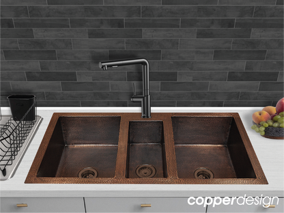Copper Triple Bowl Kitchen Sink