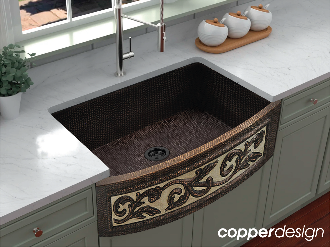 Copper Farmhouse Round Apron Kitchen Sink Silver Design