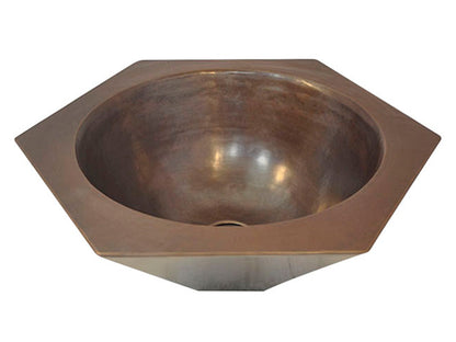 Copper Hexagonal Vessel Sink Double Wall