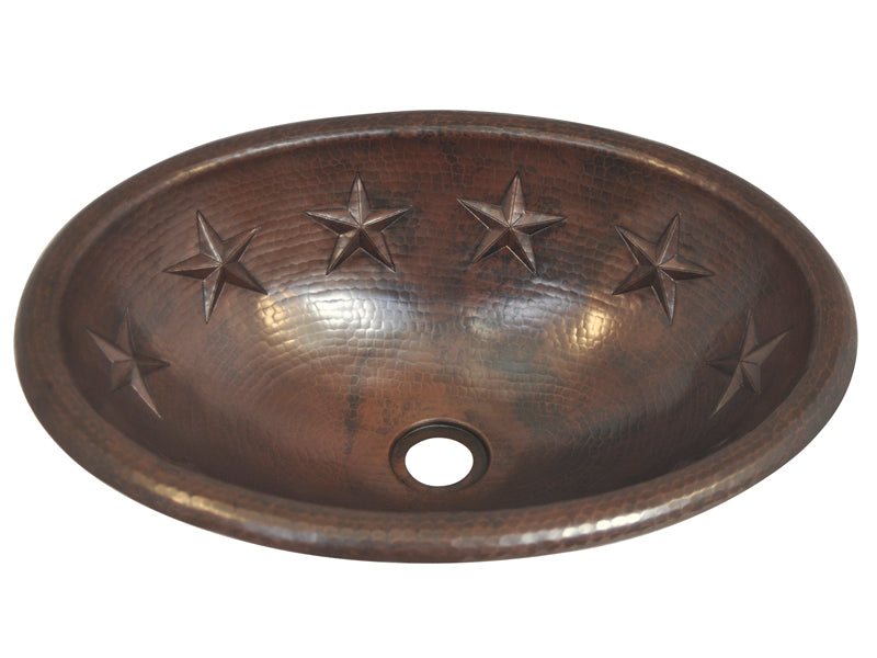 Copper Oval Bath Sink Star Design