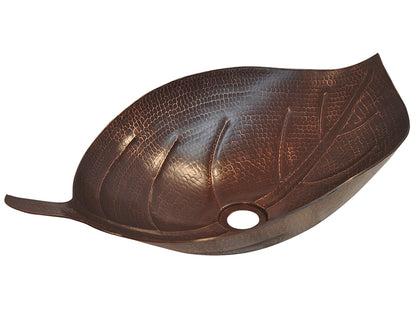 Copper Vessel Sink Leaf Design