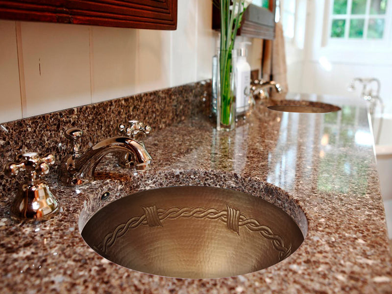Copper Oval Bath Sink Barbwire Design