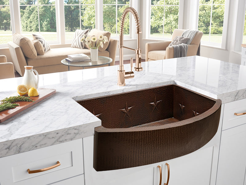 Innova Copper Farmhouse Round Apron Kitchen Sink Stars Design – The ...