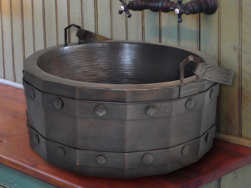 Copper Round Vessel Sink Bucket Design