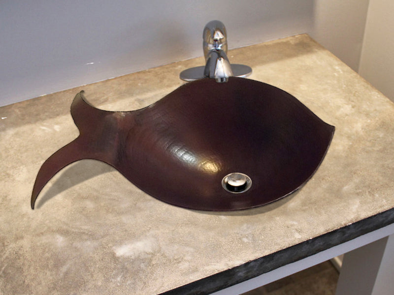 Copper Vessel Sink Fish Design