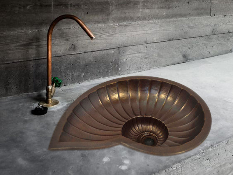 Copper Vessel Sink Nautilus Design