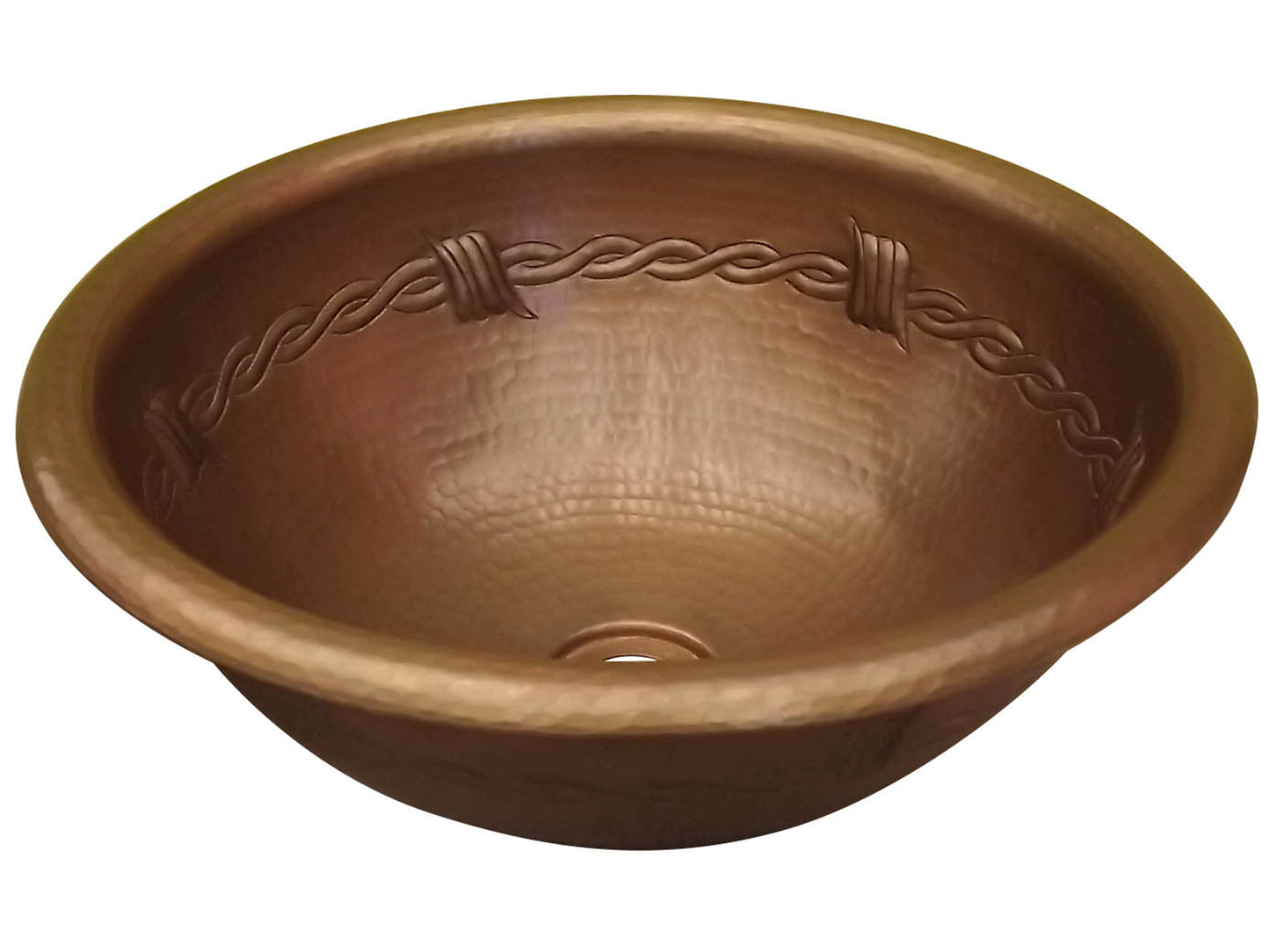 Copper Round Bath Sink Barbwire Design