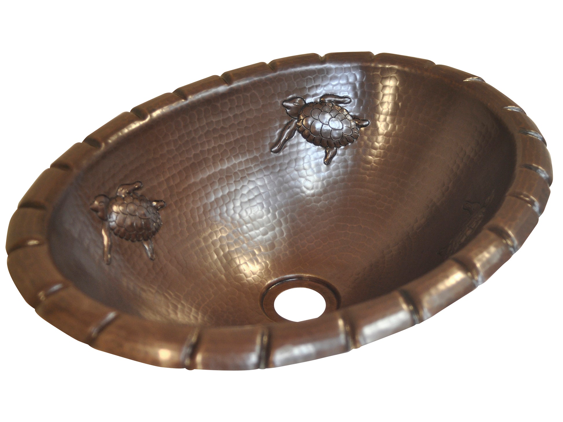 Copper Oval Bath Sink Turtle Design